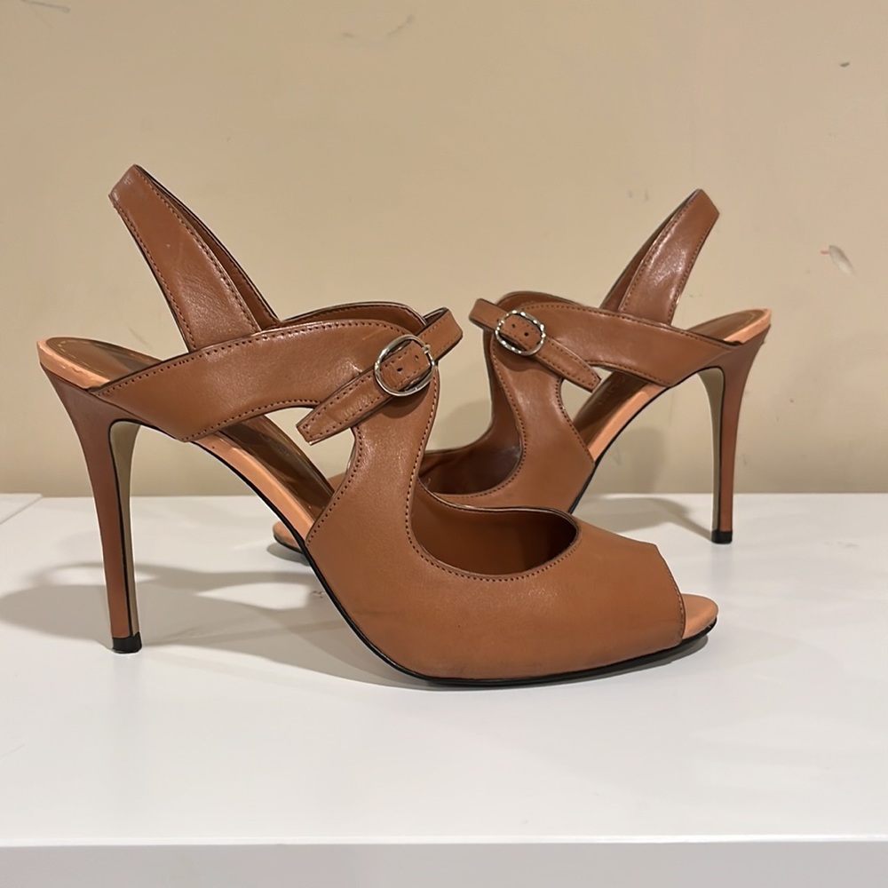 Enzo Angiolini Brown Tan Neutral Open Toe Heel 9M